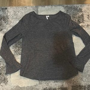 ELLE Dark Heather Grey Sweater with Trumpet sleeves